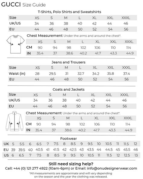 gucci mens shirt size chart